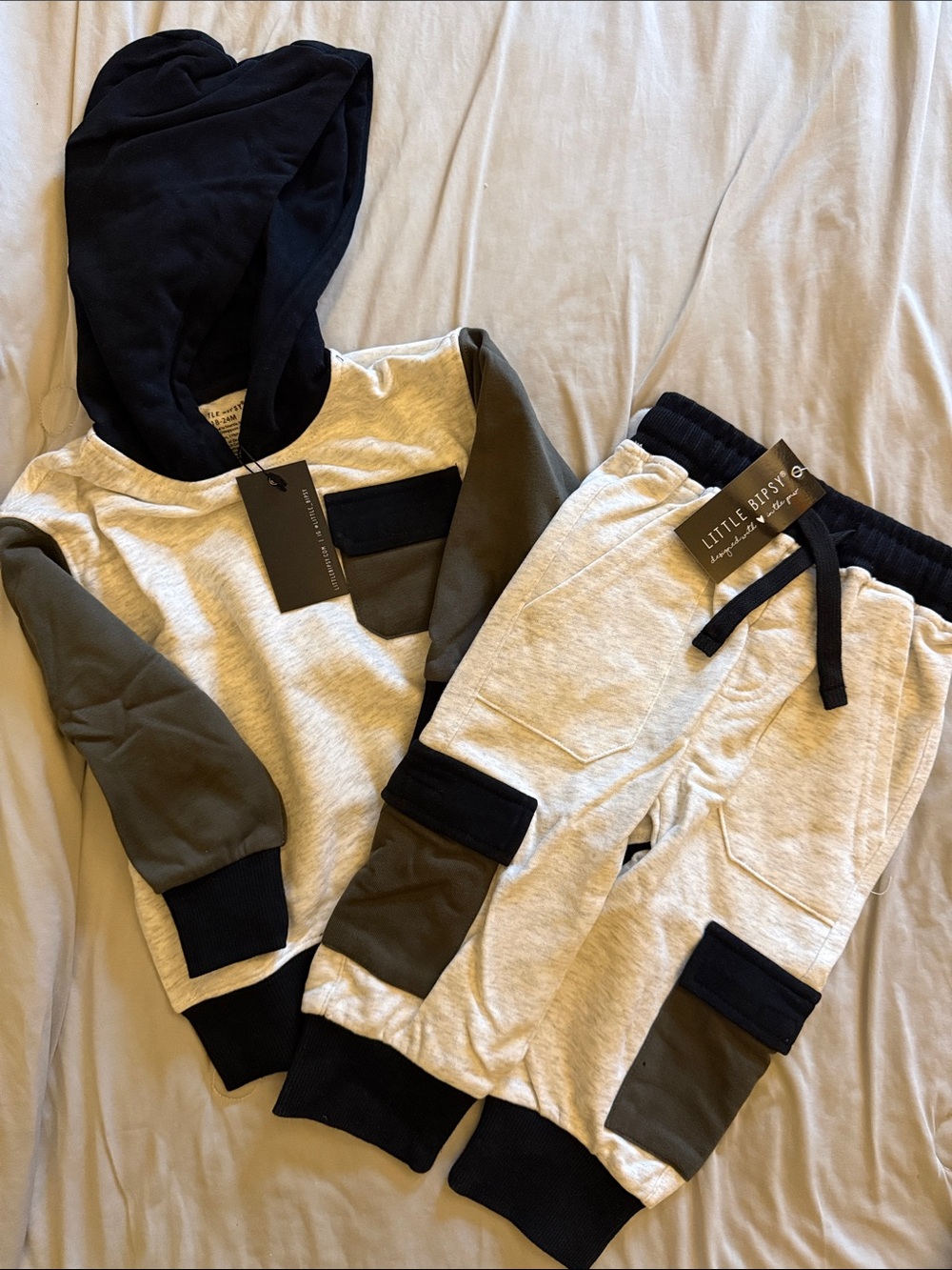 Little bipsy cargo pants and hoodie set